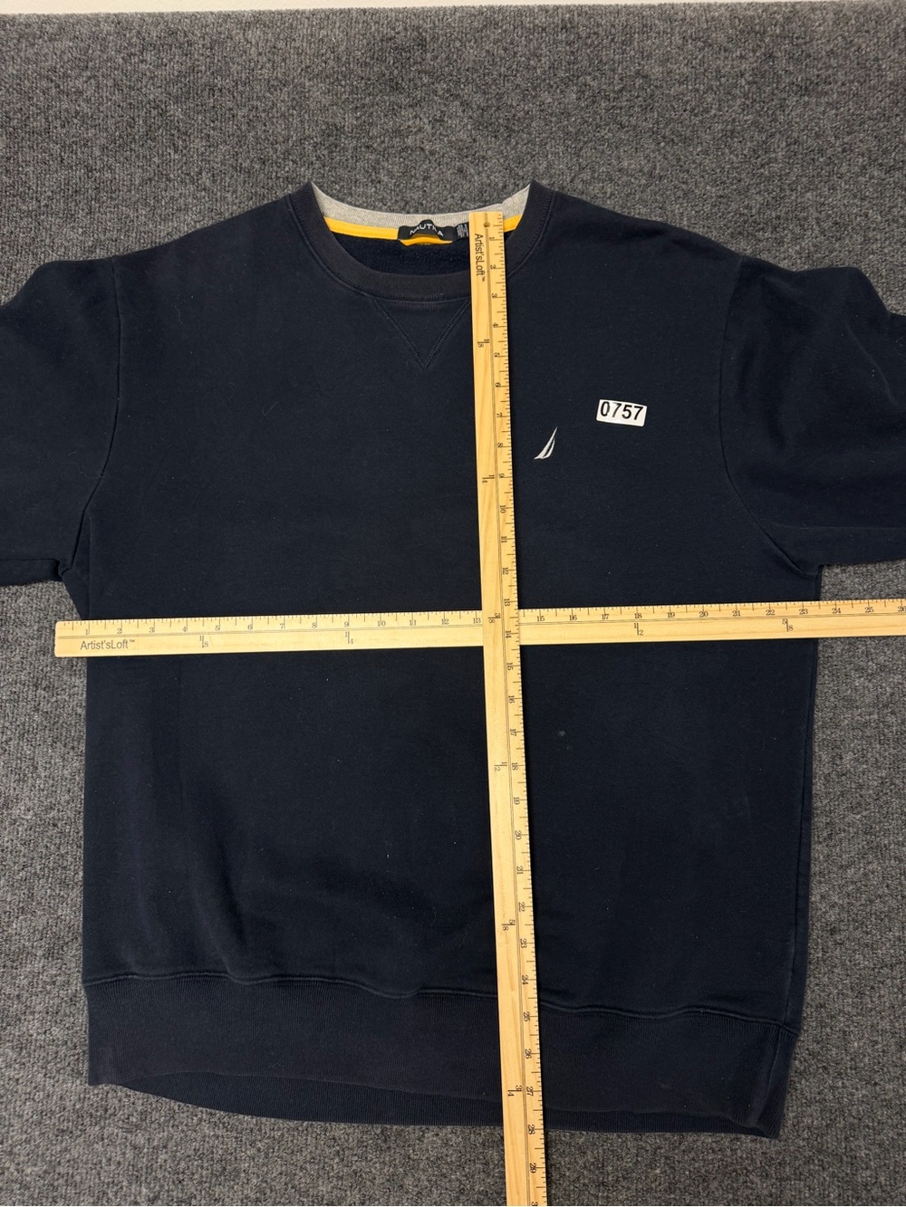 Nautica Men's Dark Navy Crewneck Sweatshirt with Small Sail Logo - Picture 3 of 3